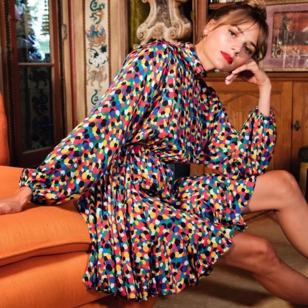 Gorgeous RHODE Caroline multicolored confetti dot dress size S